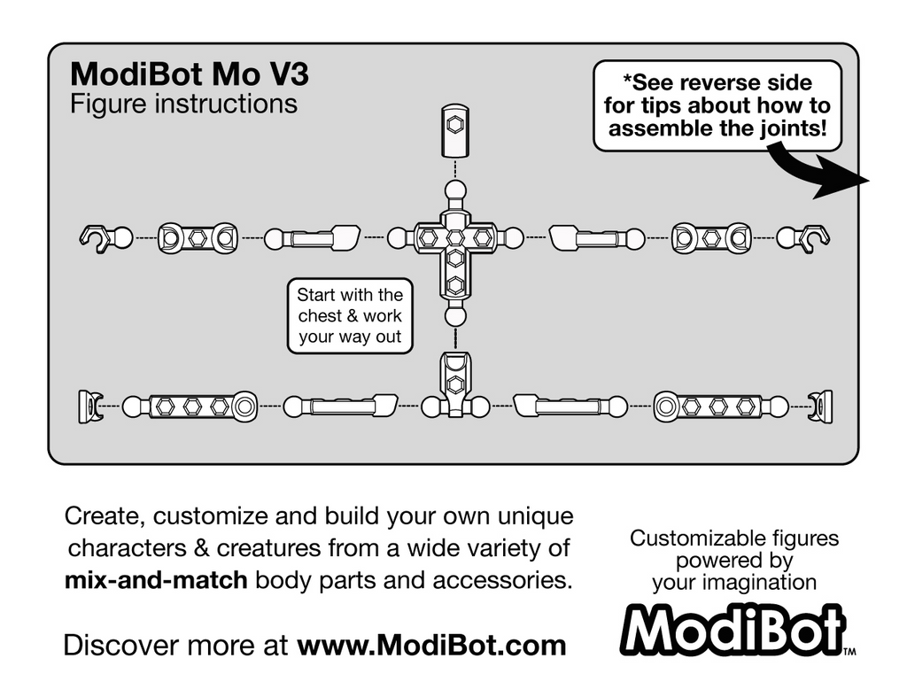 ModiBot Mo+ Figure armature for polyclay sculpting & stopmotion animation